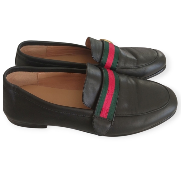 Gucci Black Leather Web Stripe Loafers Men’s Size (missing GG buckle) - Picture 2 of 6